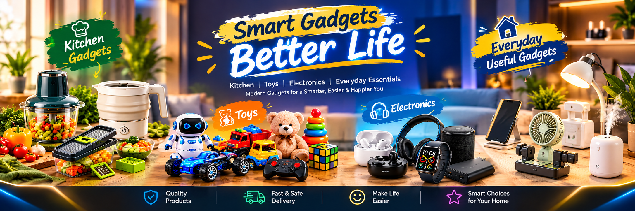 Smart gadgets, toys, electronics and kitchen gadgets